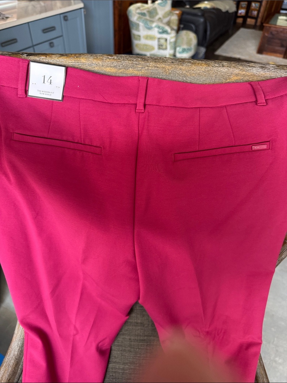 White House Black Market Slim Fit Ankle Pink Dress Trousers - Picture 5 of 6